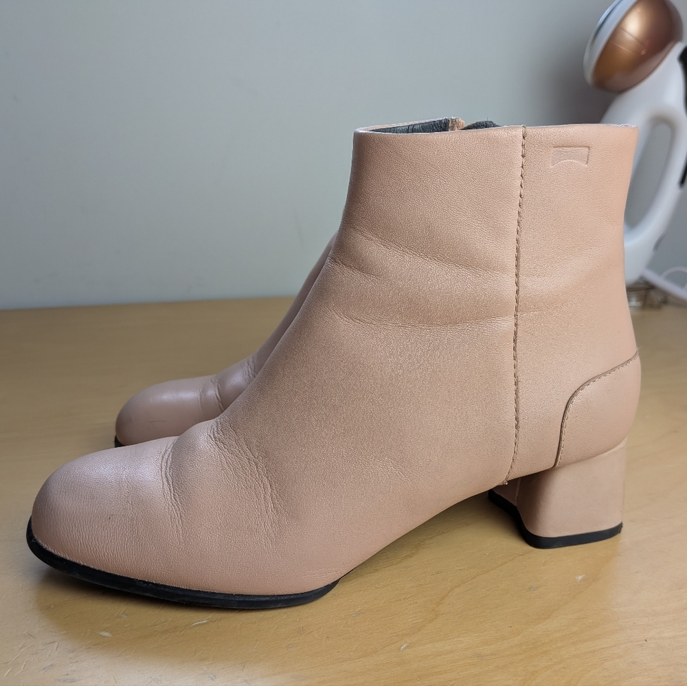 CAMPER Ankle Leather Boots Katie Light Pink Color Size 36 = 6 US Side Zippers - Picture 6 of 13